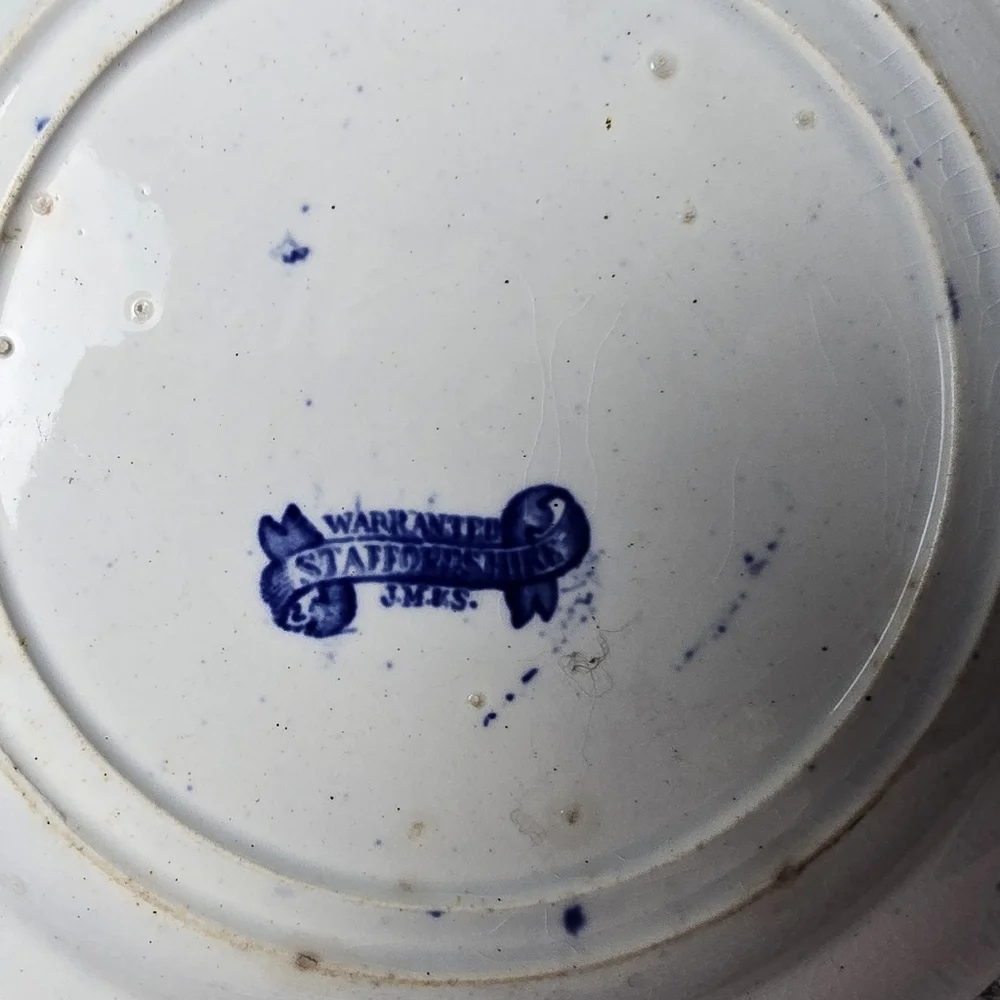 Blue Willow 7-5/8 Plate Staffordshire J.M.&S. DERP BLUE